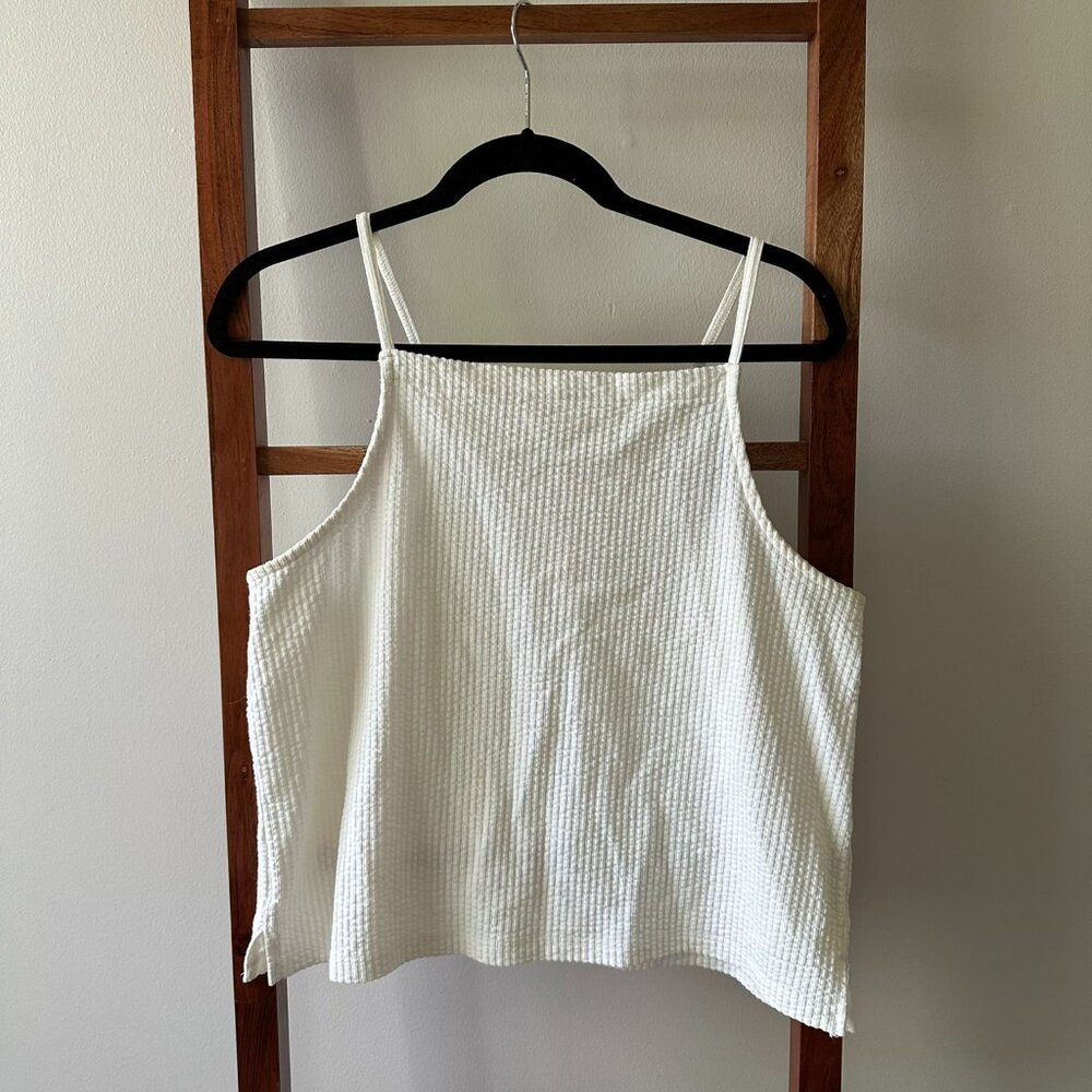 Madewell Seersucker Apron Tank Top - White